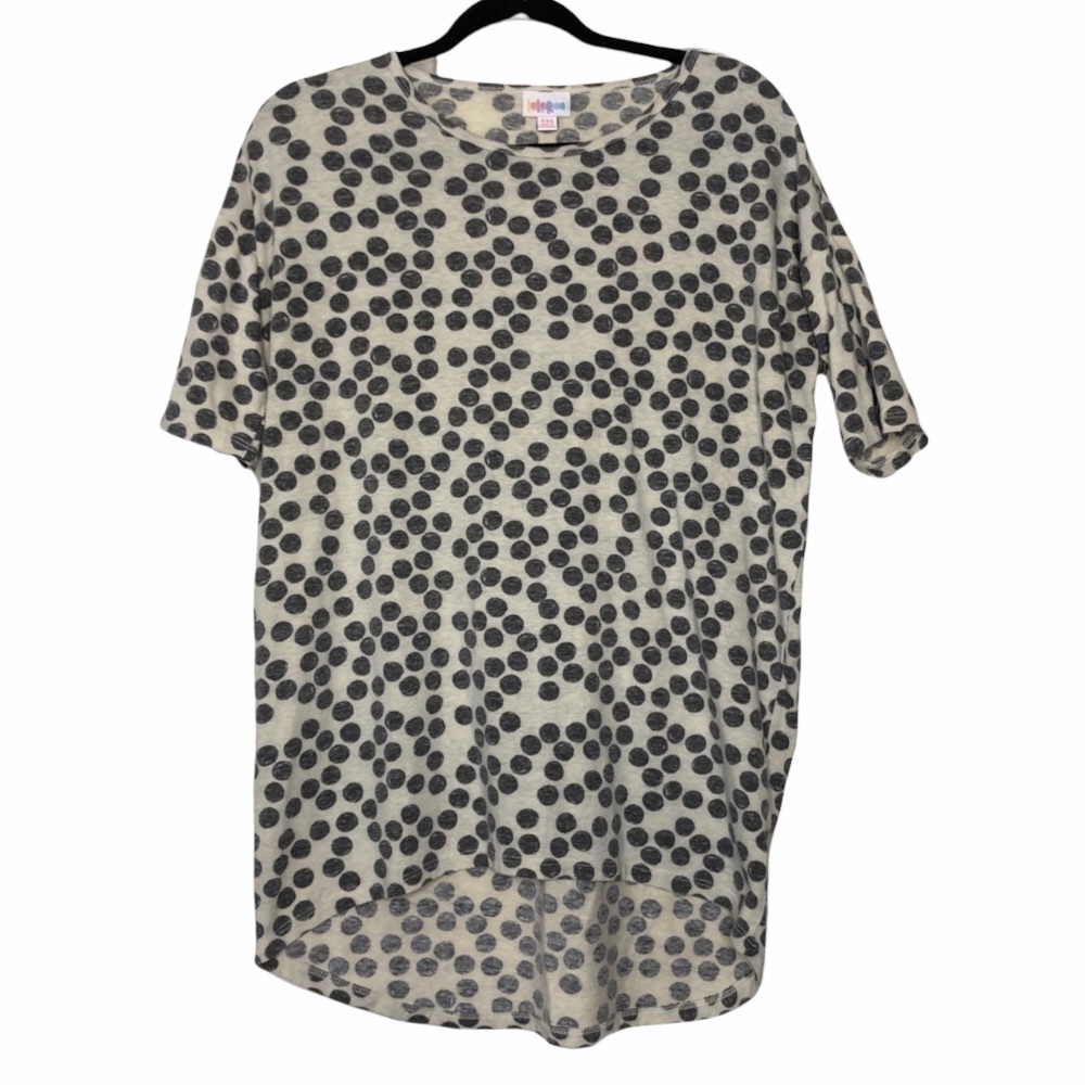 NEW - LuLaRoe Irma High-Low Top in Ivory & Gray Polka Dotted Print - Size XXS